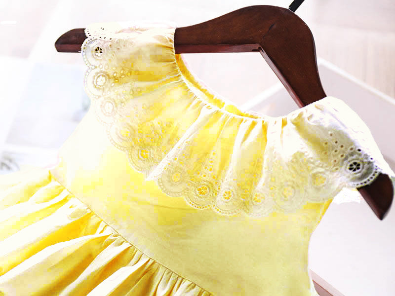 Girls' embroidered ruffle dress