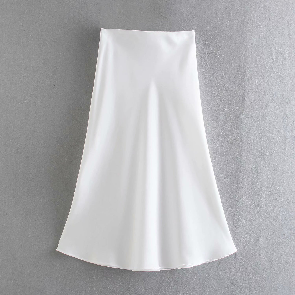 Satin midi skirt – white
