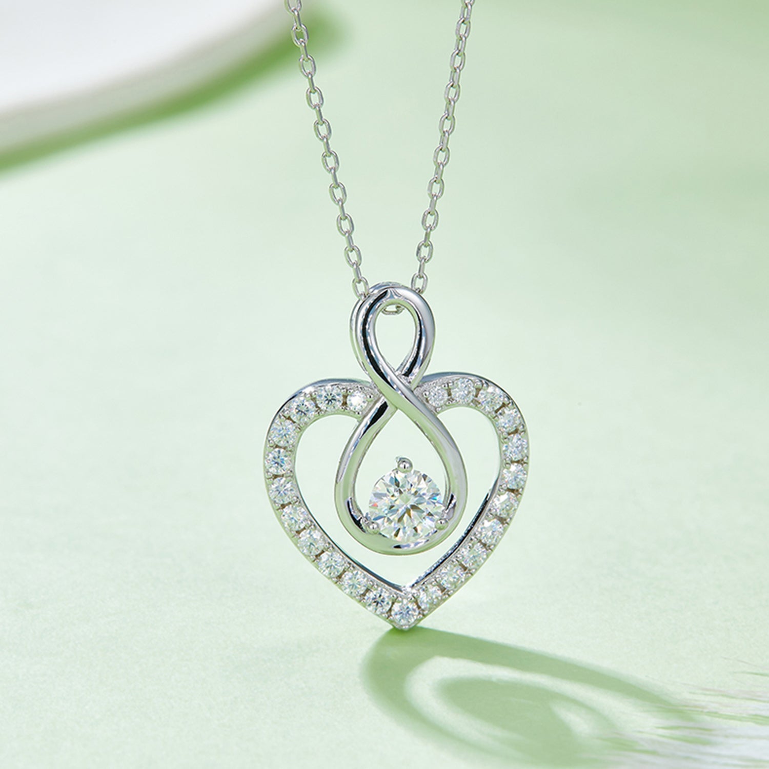 1 Carat Moissanite 925 Sterling Silver Heart Shape Necklace - Masidas Stores