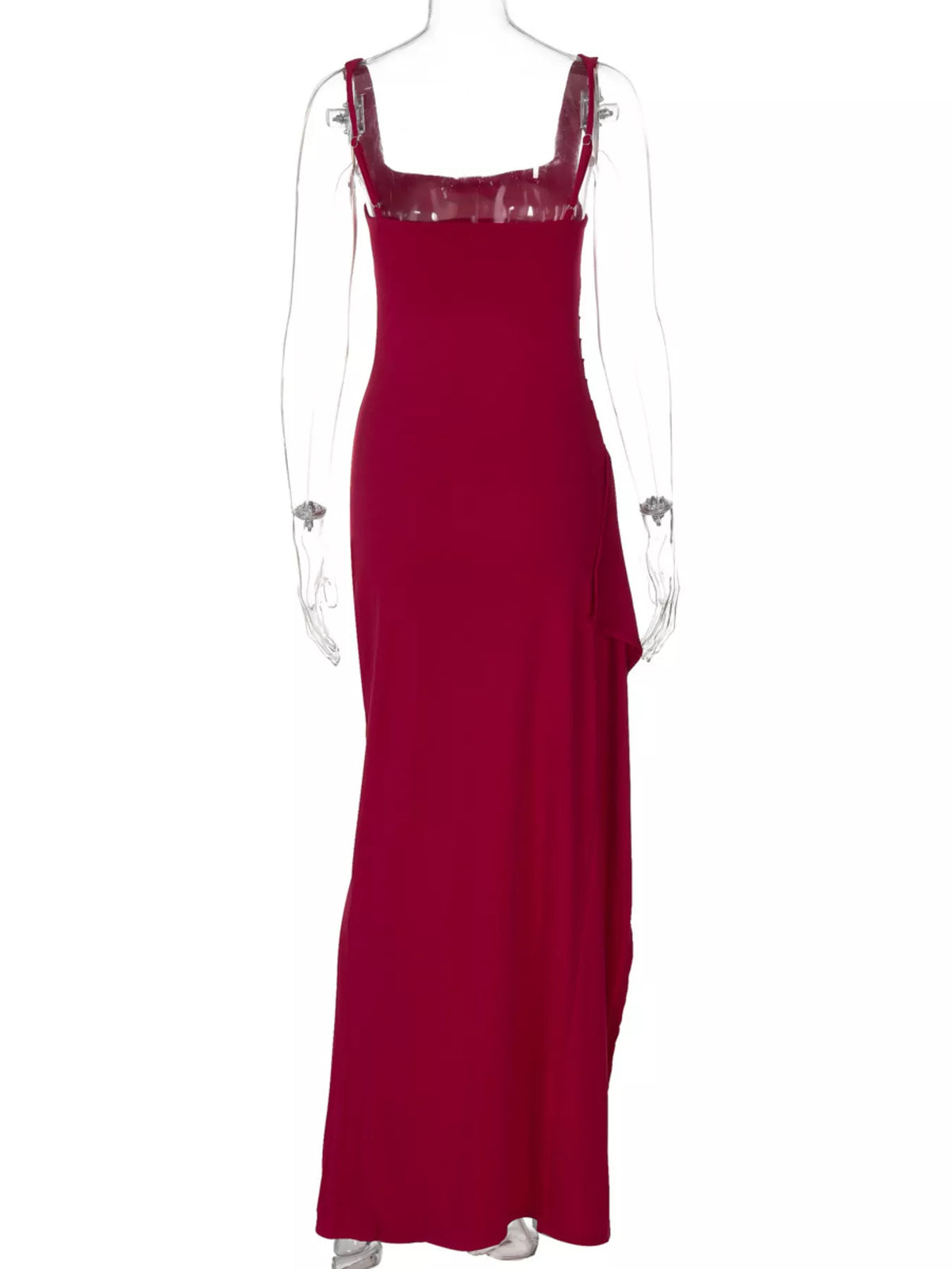 Square-neck slit maxi dress