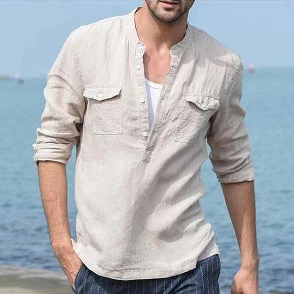 Chemise à manches longues en coton pour homme
