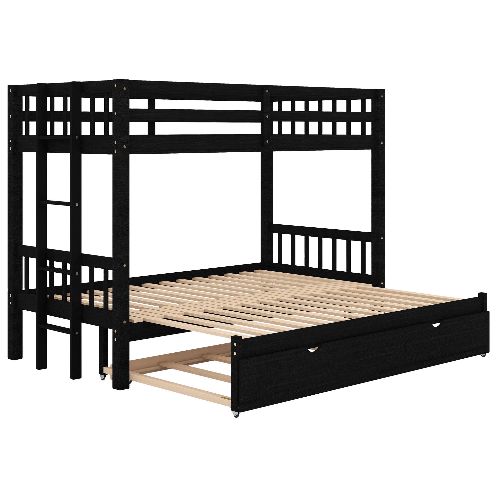 Twin over Pull-out Bunk Bed with Trundle  Espresso