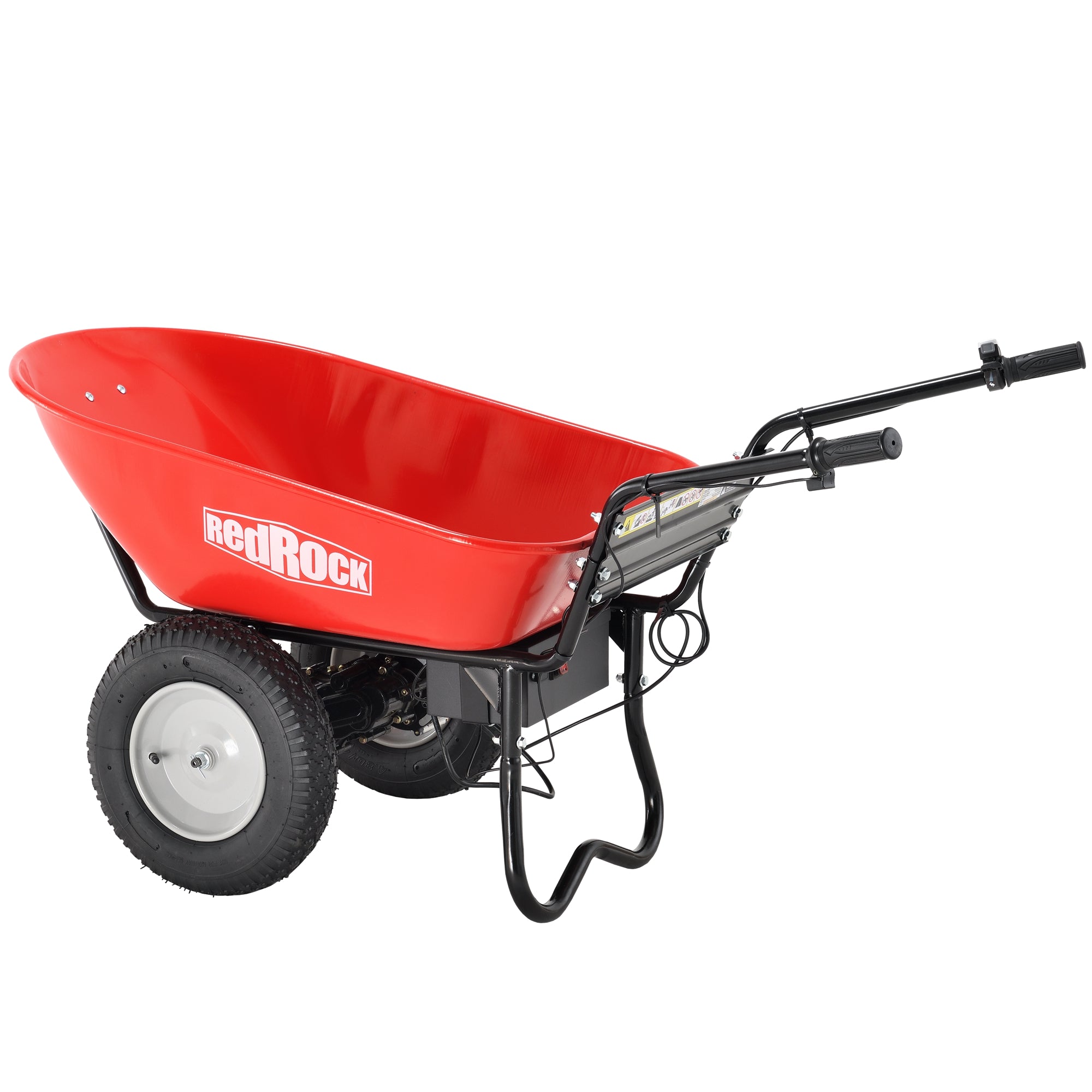 Red Rock Wheelbarrow Utility Cart Electric Powered AGM Battery 330lbs (150kgs) Max Capacity Barrel Dump Material Debris Hauler