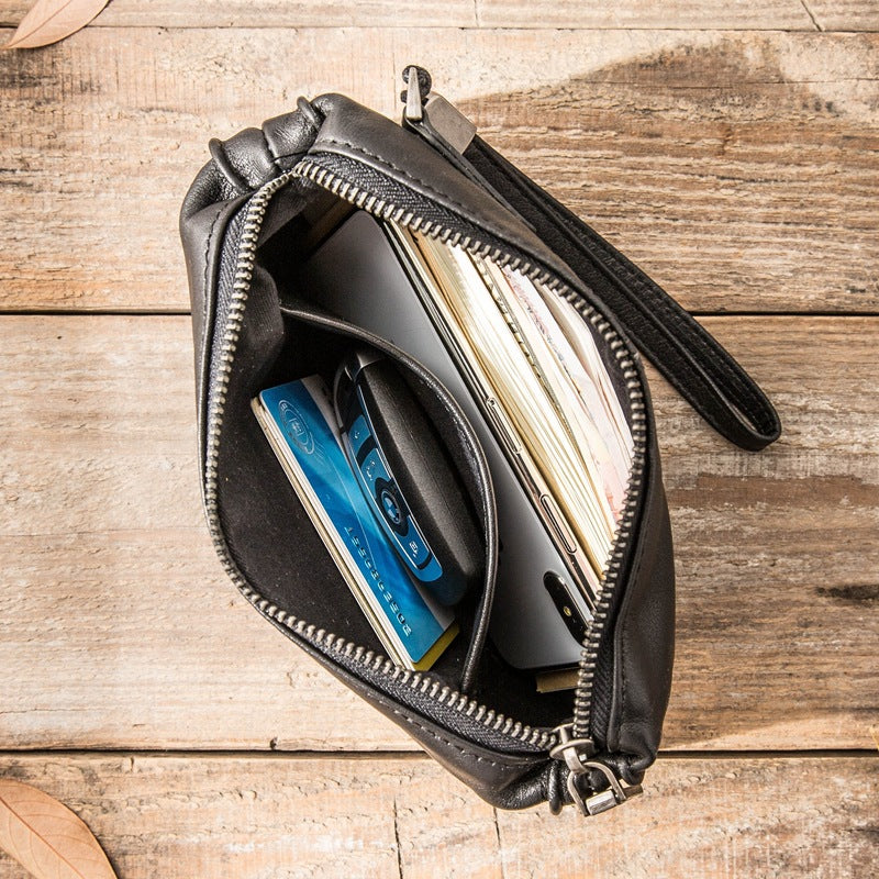 Leather zip travel wallet