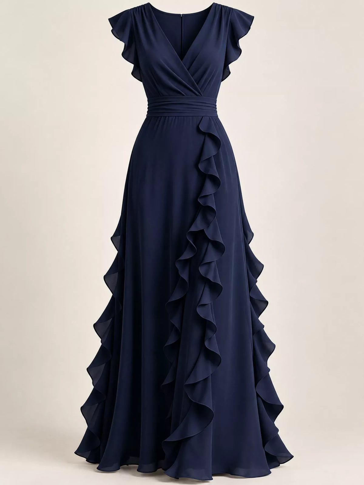 Ruffled surplice sleeveless maxi dress