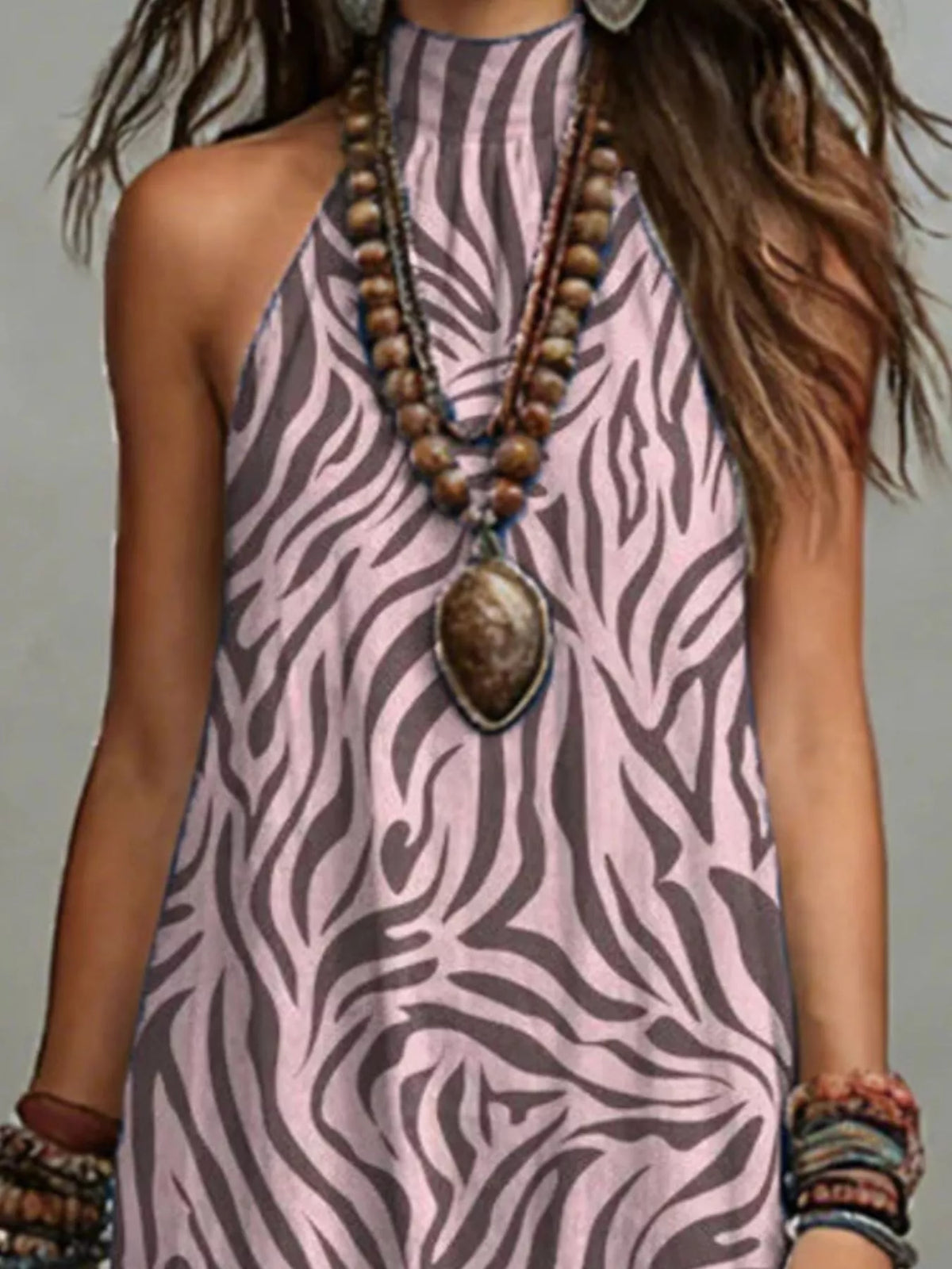 Printed sleeveless maxi dress