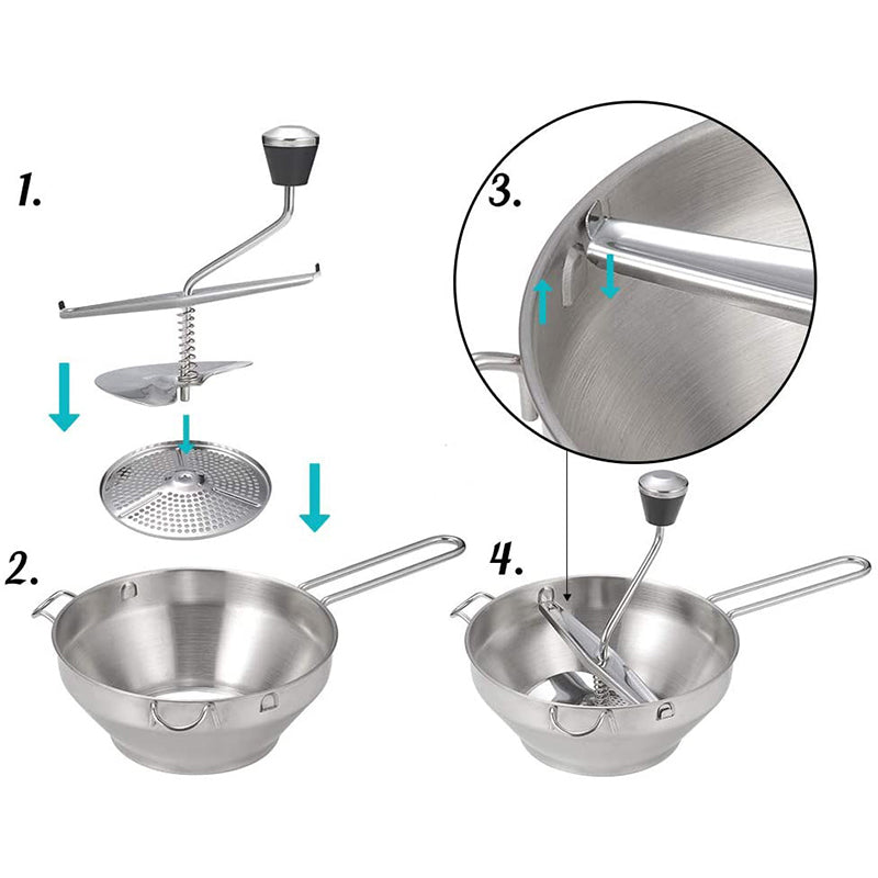 Stainless Steel Food Mixer, Jam Grinder, Potato Masher, Potato Masher, Masher, Vegetable and Fruit Grinder