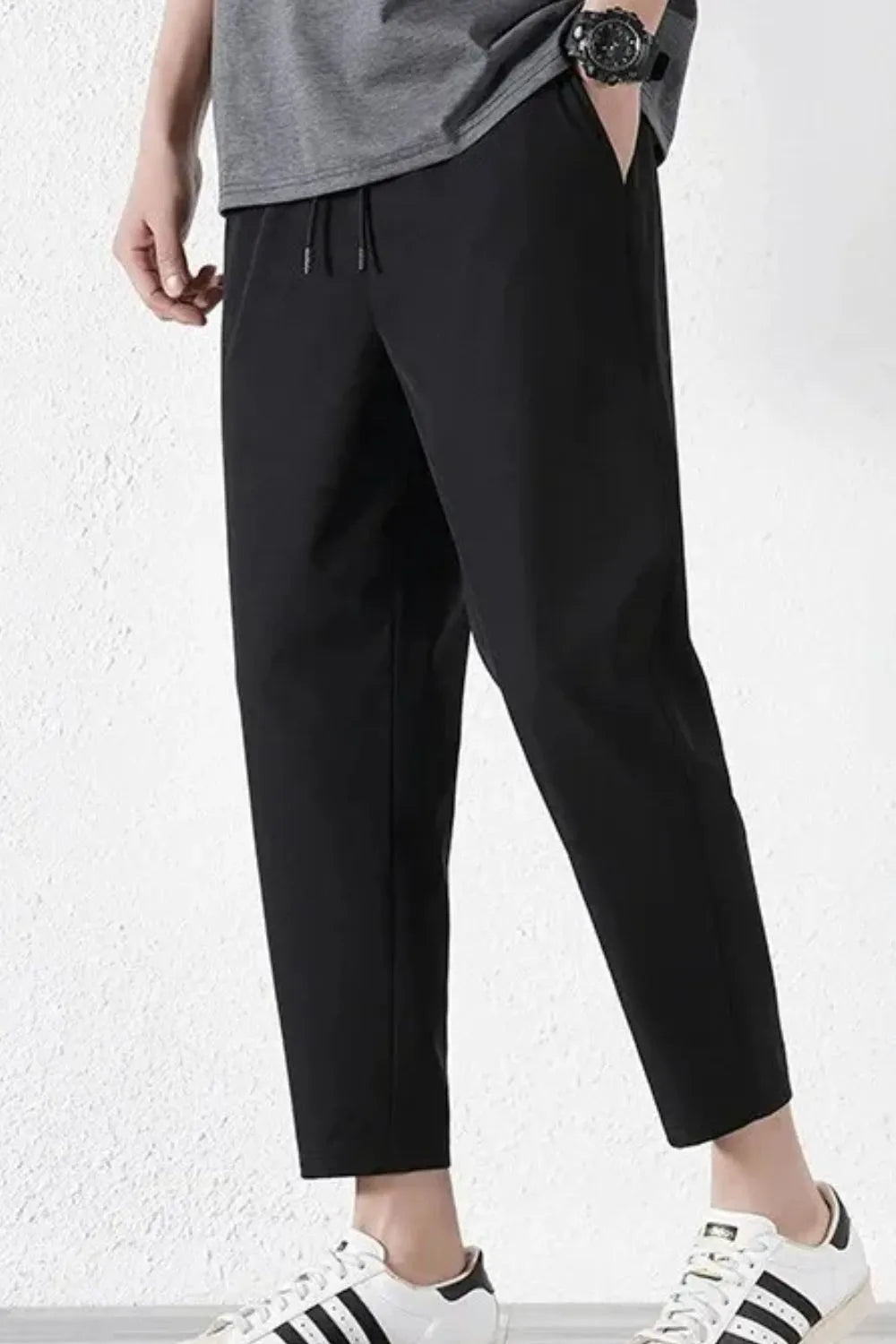 Drawstring pants with pockets, Black