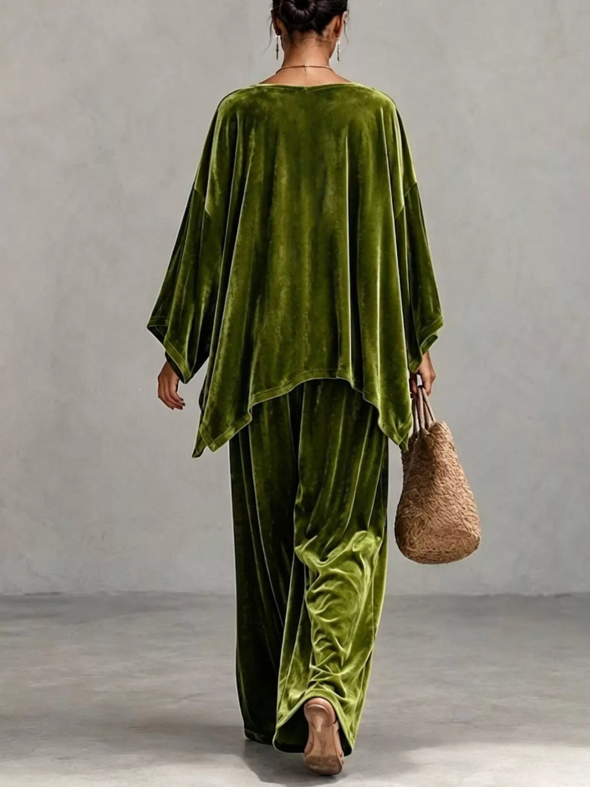 Asymmetric top and pants set