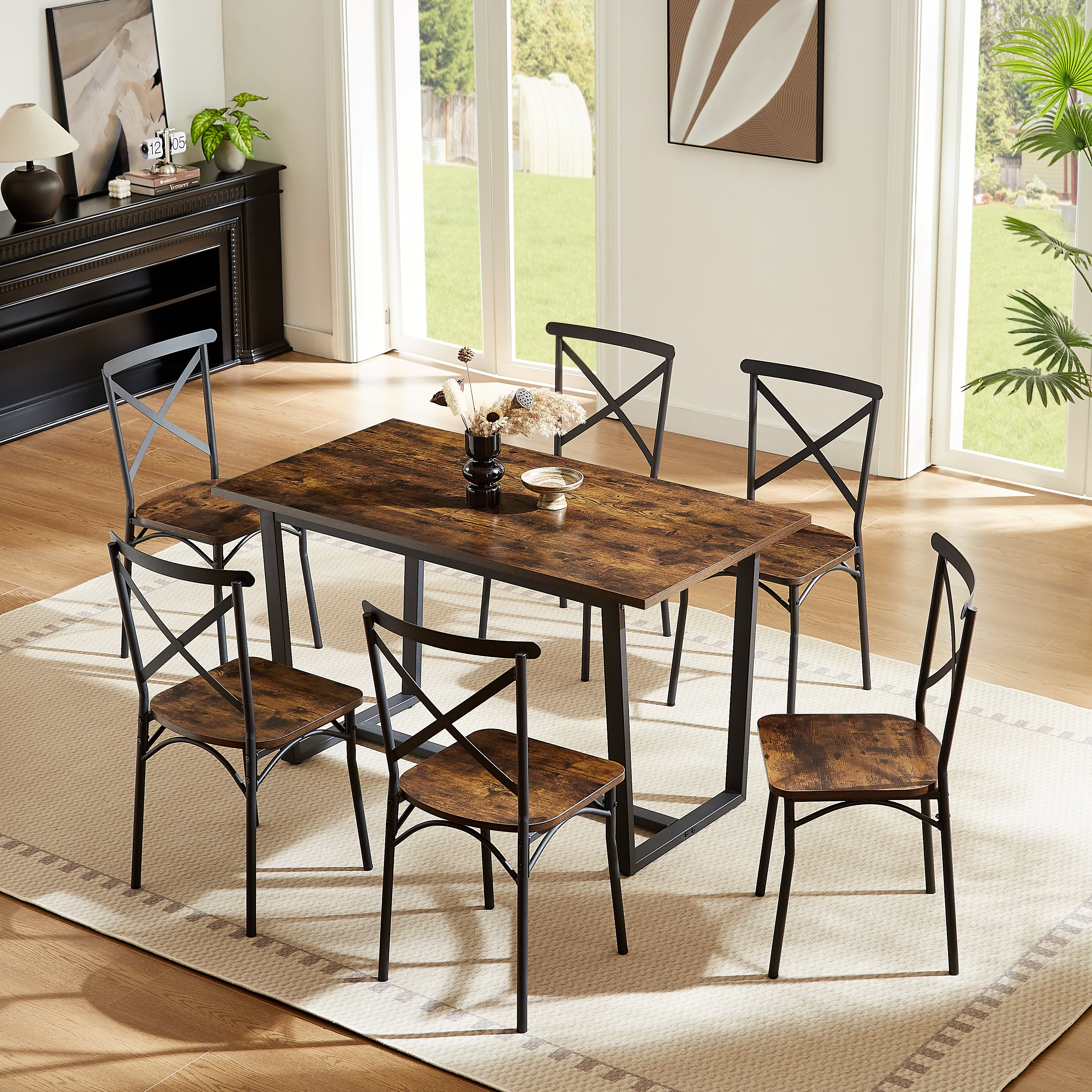 7 Pieces Dining Set 7-Piece Kitchen Table Set Perfect for Kitchen Breakfast Nook Living Room Occasions