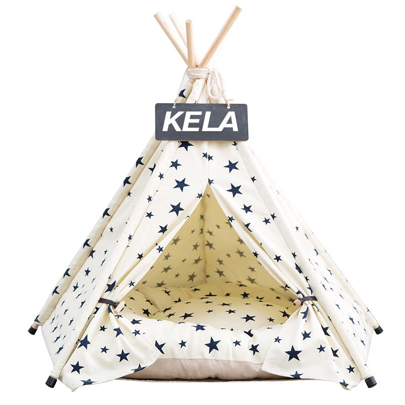 Pet Tent House Cat Bed Portable Teepee With Thick Cushion And 6 Colors Available For Dog Puppy Excursion Outdoor Indoor