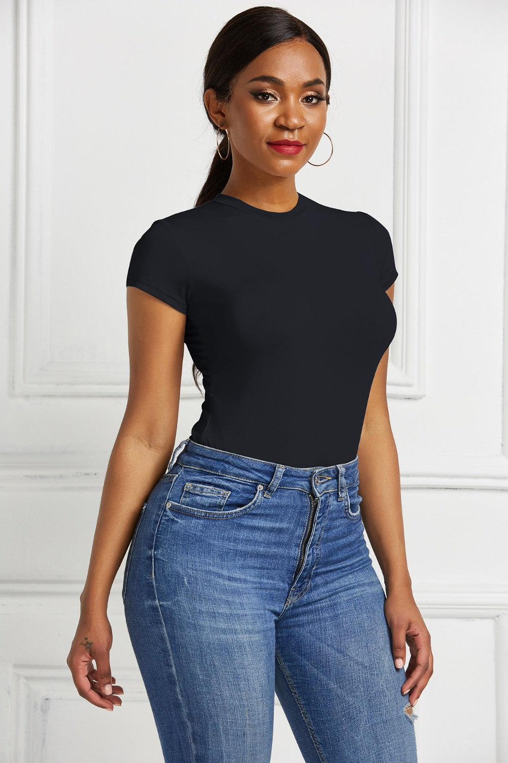 Short-sleeve crew bodysuit