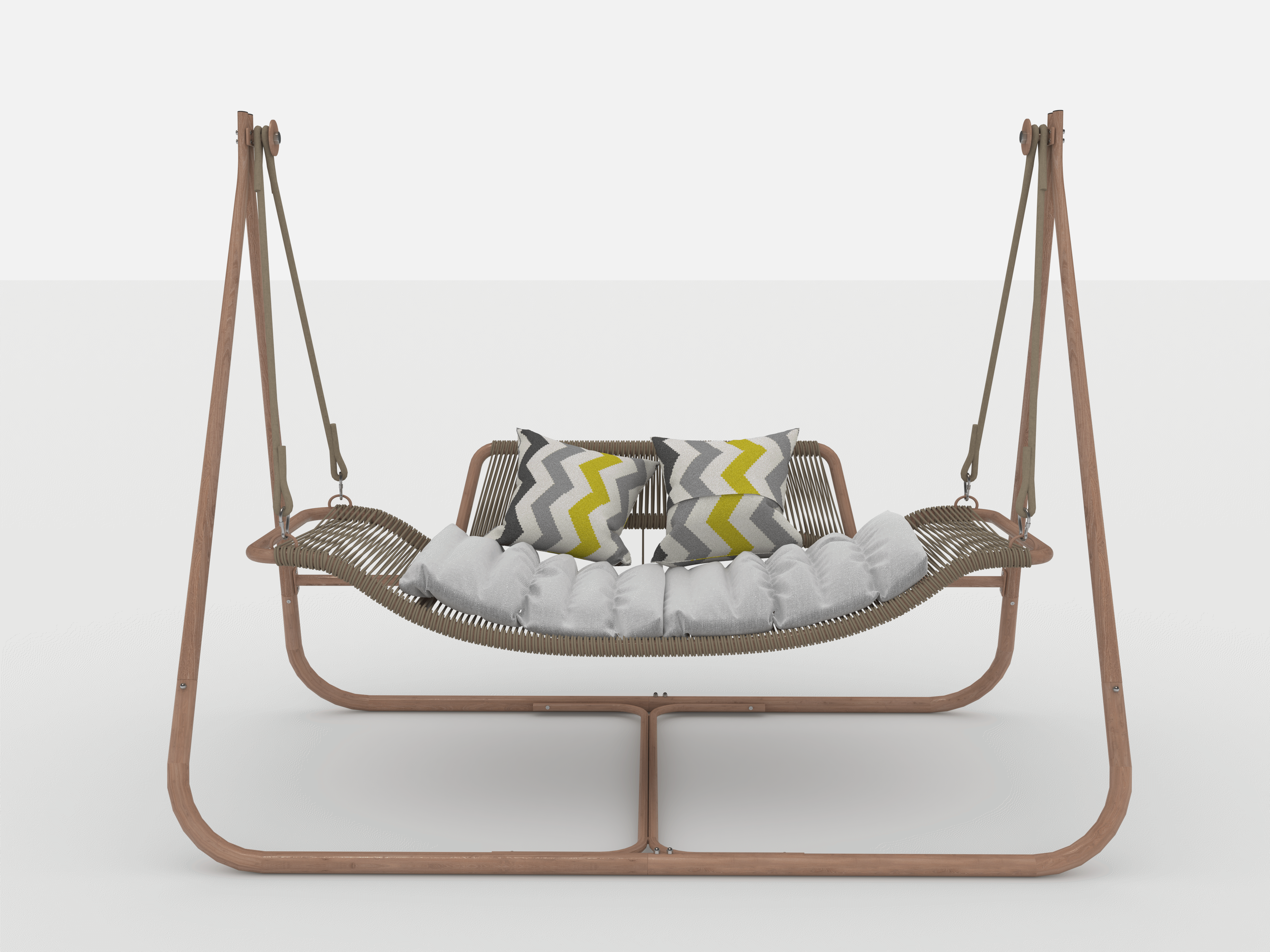 Hammock Swing Chair with Stand for Indoor Outdoor Anti-Rust Wood-Colored Frame 570 lbs Capacity