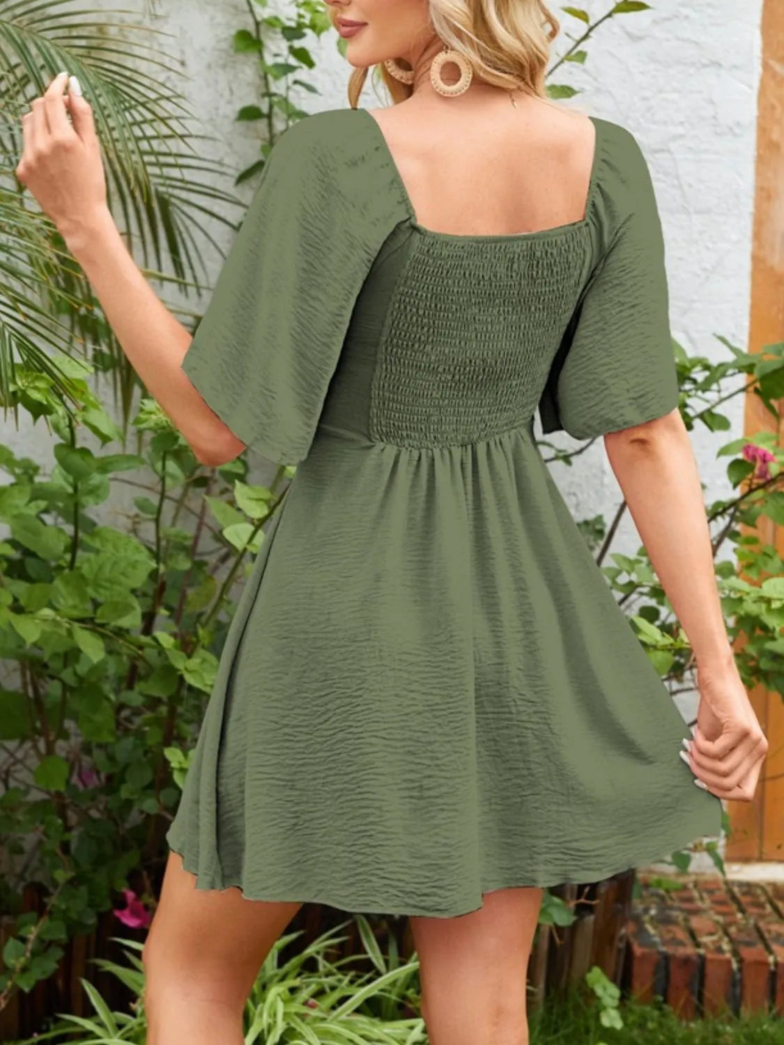 Flutter-sleeve tie dress