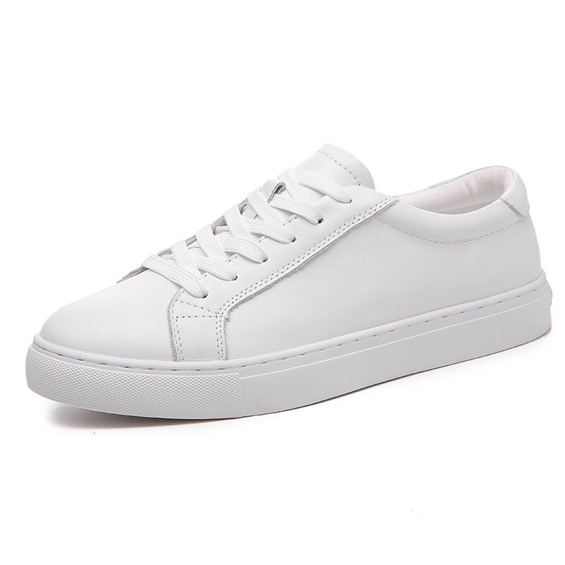 Leather low top sneakers, White, side