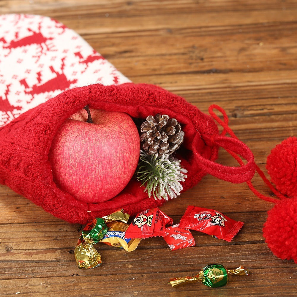 Knitted striped gift bag children's gift bag knitted non-woven fabric Christmas socks pendant