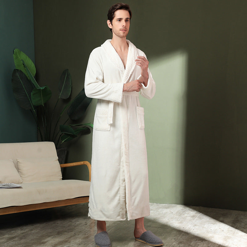 Women's double-sided thick couple bathrobe long autumn and winter coral fleece men's ankle length winter nightgown robe