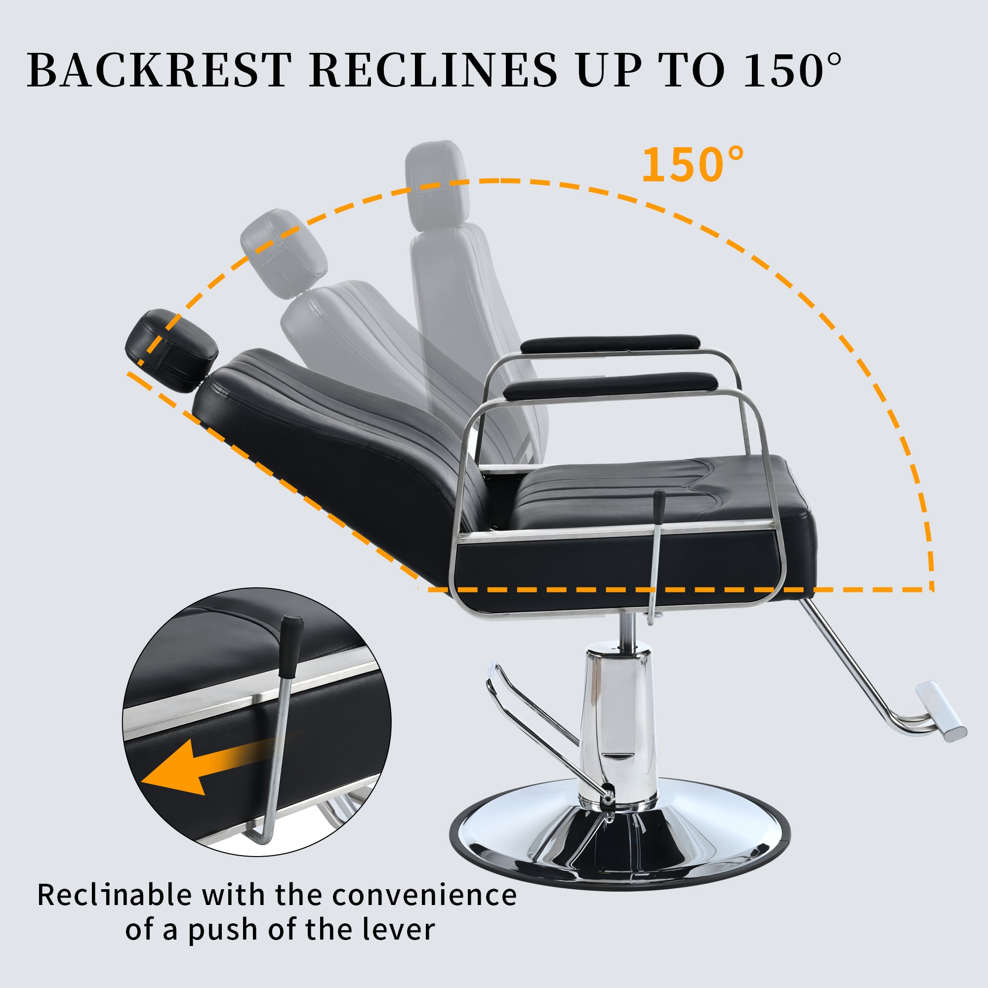 Premium Reclining barber Chair Salon Chair for Hair Stylist with Heavy Duty Hydraulic Pump, 360° Rotation  Black