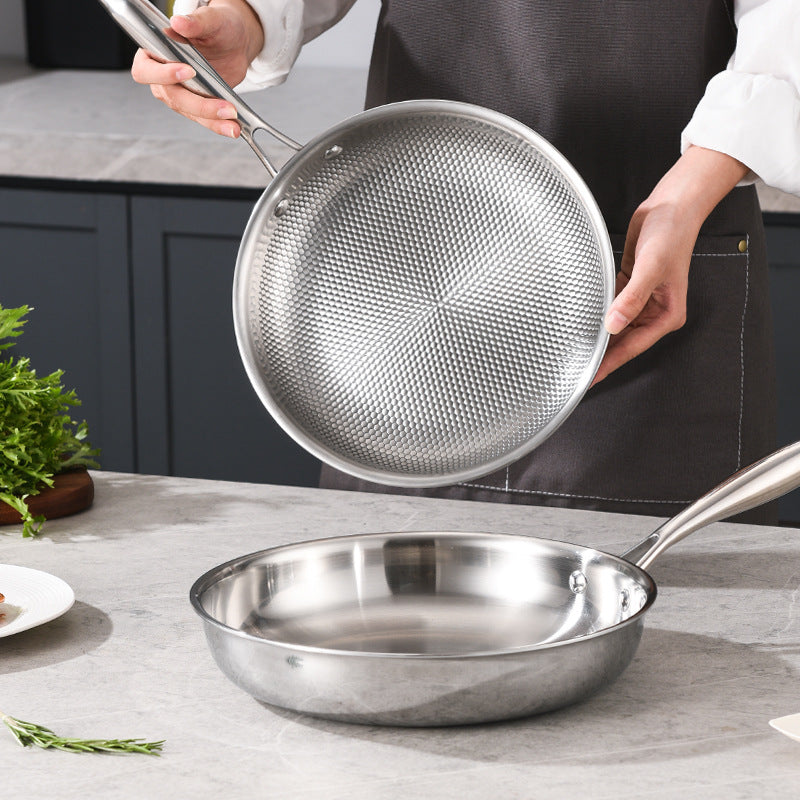 Stainless steel single handle sauce pot, double bottom milk pot, non stick pot, household sauce pot, high body, short height soup pot, smooth flat bottomed frying pan