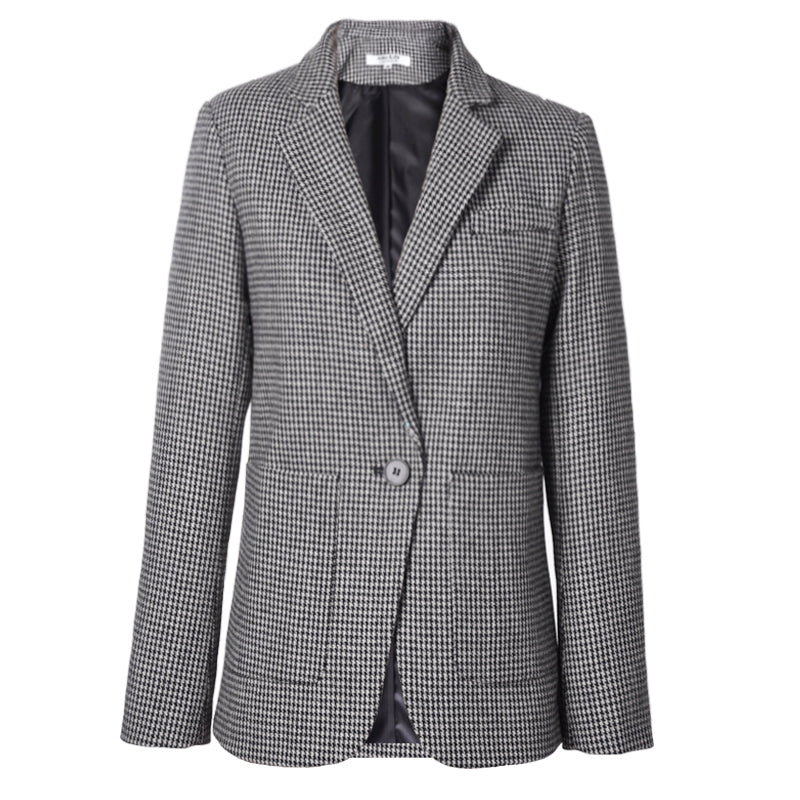 Houndstooth wool-blend coat