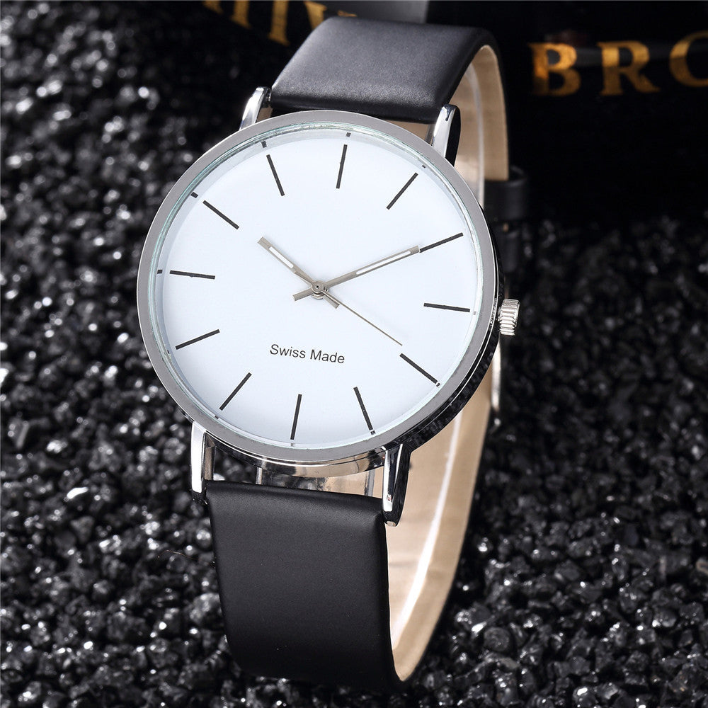 Minimal leather-strap watch