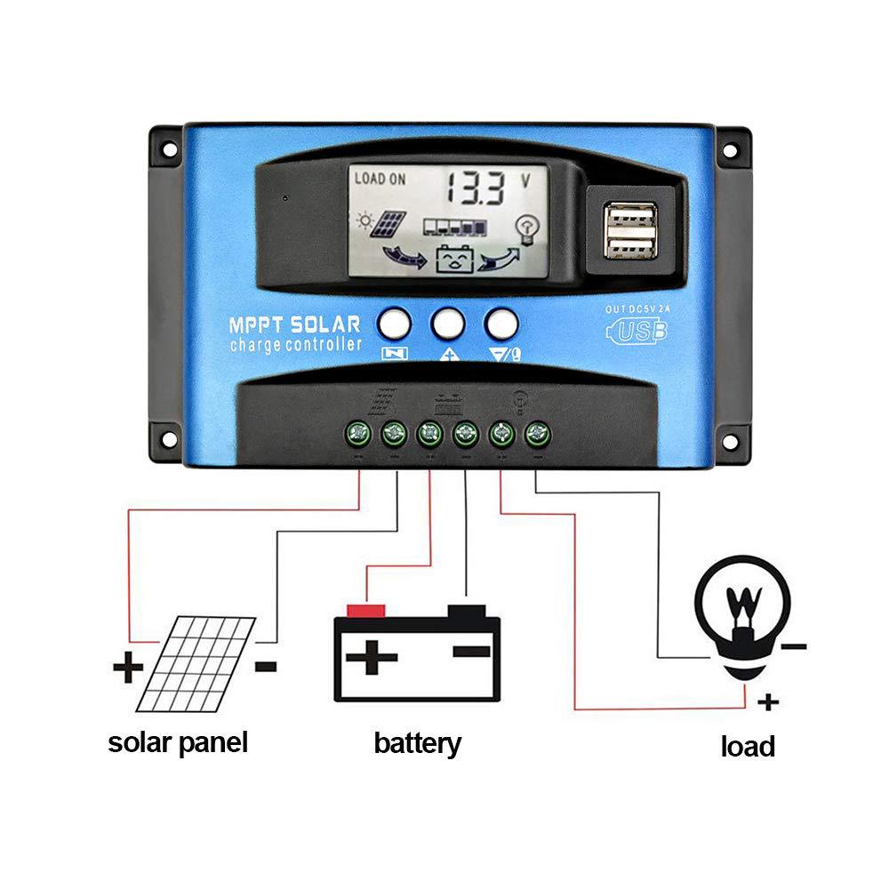 Power-Regulator Controller Load-Discharger PWM MPPT Solar 60A Auto 100A 24V 12V 30A Dual-Usb