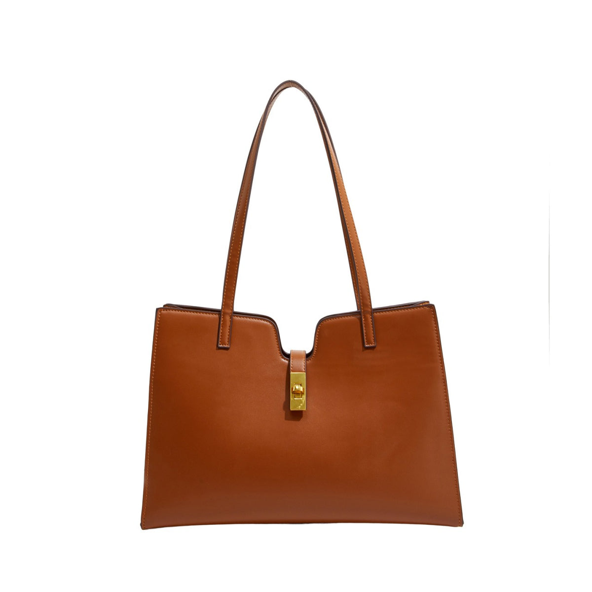 Clasp-front shoulder tote