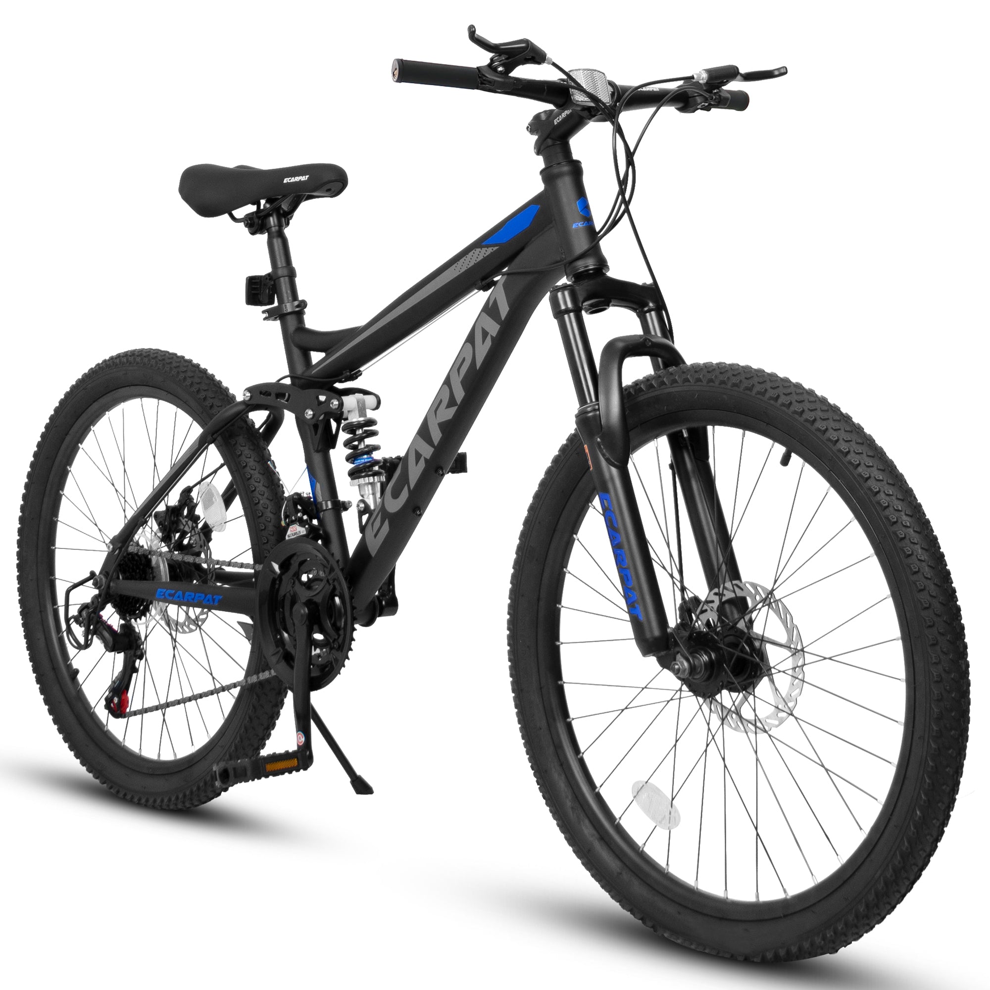 Ecarpat 27 inch wheels, 21 speed fully suspended off-road mountain bike, carbon steel frame disc shock absorber bike