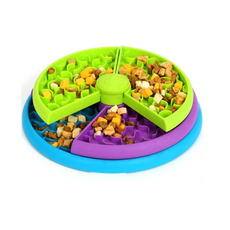 Pet slow food bowl anti choking cat bowl dog basin puzzle feeder healthy pet rotating game board