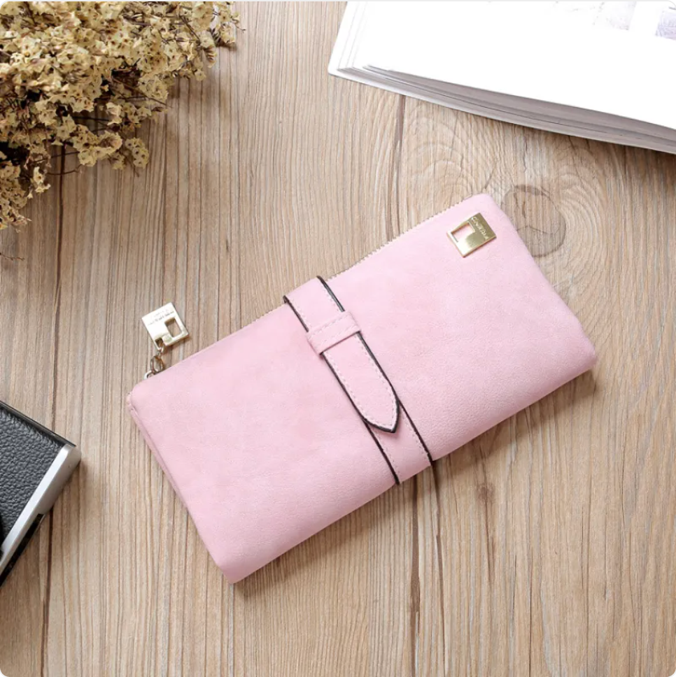 Faux suede zip wallet