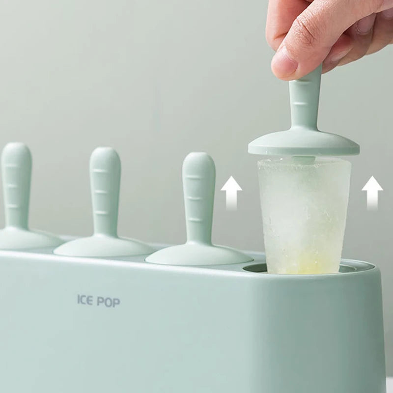 Popsicle Molds Sets 4Ice Pop Makers Reusable Ice Cream Mold - Dishwasher Safe, Durable DIY Popsicles Tray Holders