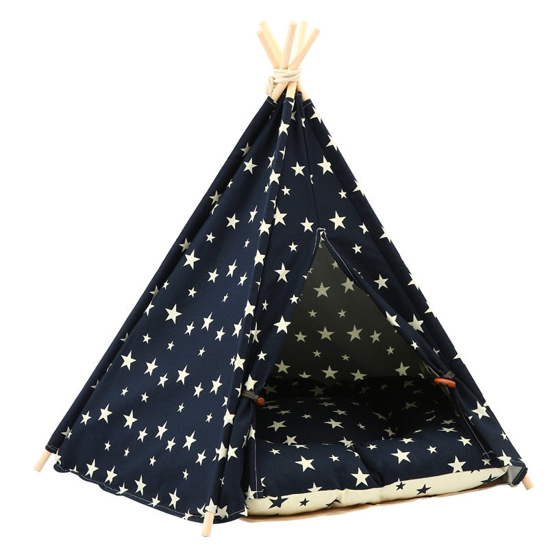 Pet Tent House Cat Bed Portable Teepee With Thick Cushion And 6 Colors Available For Dog Puppy Excursion Outdoor Indoor