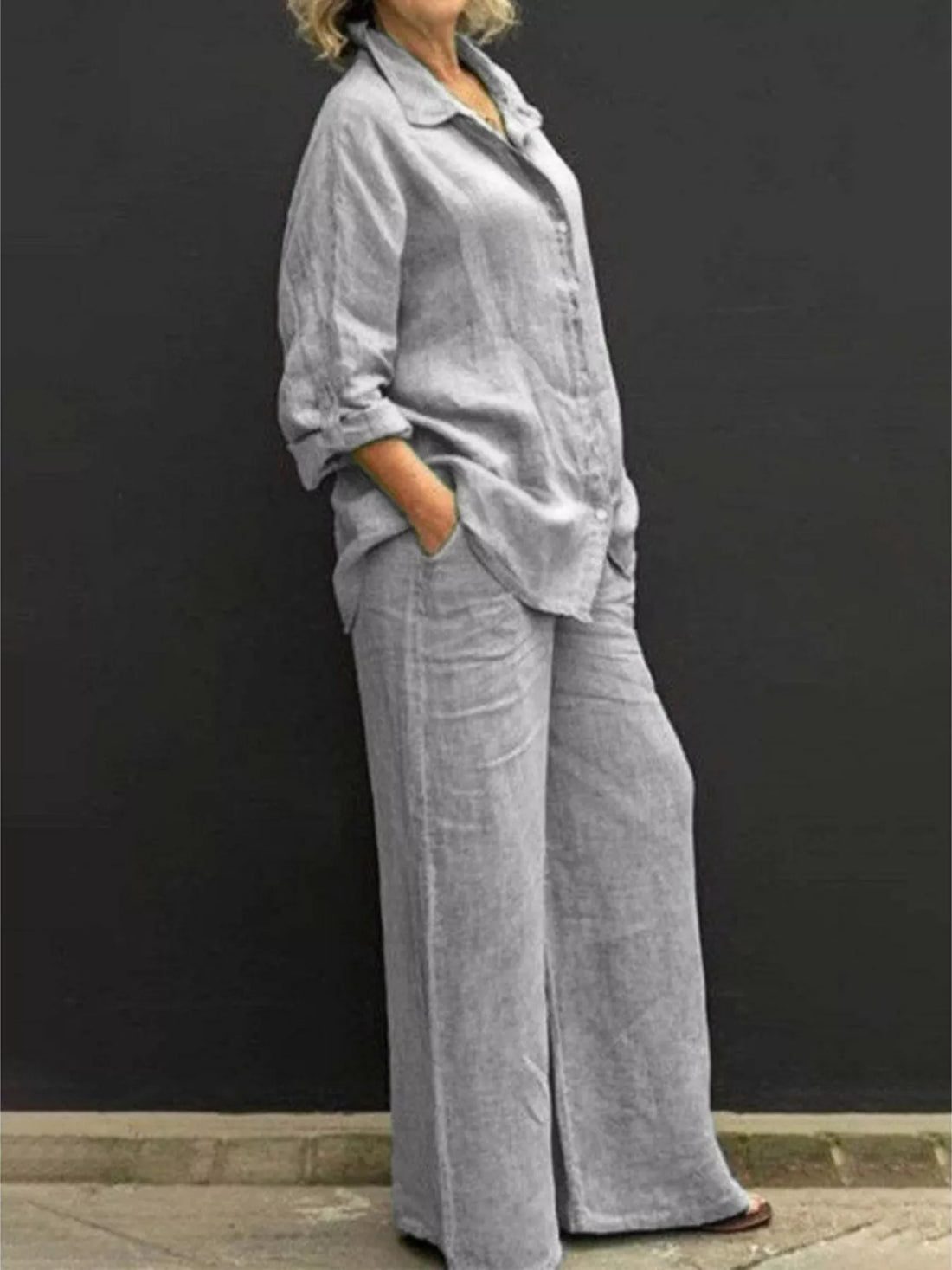 Shirt and pants set, Light Gray, front