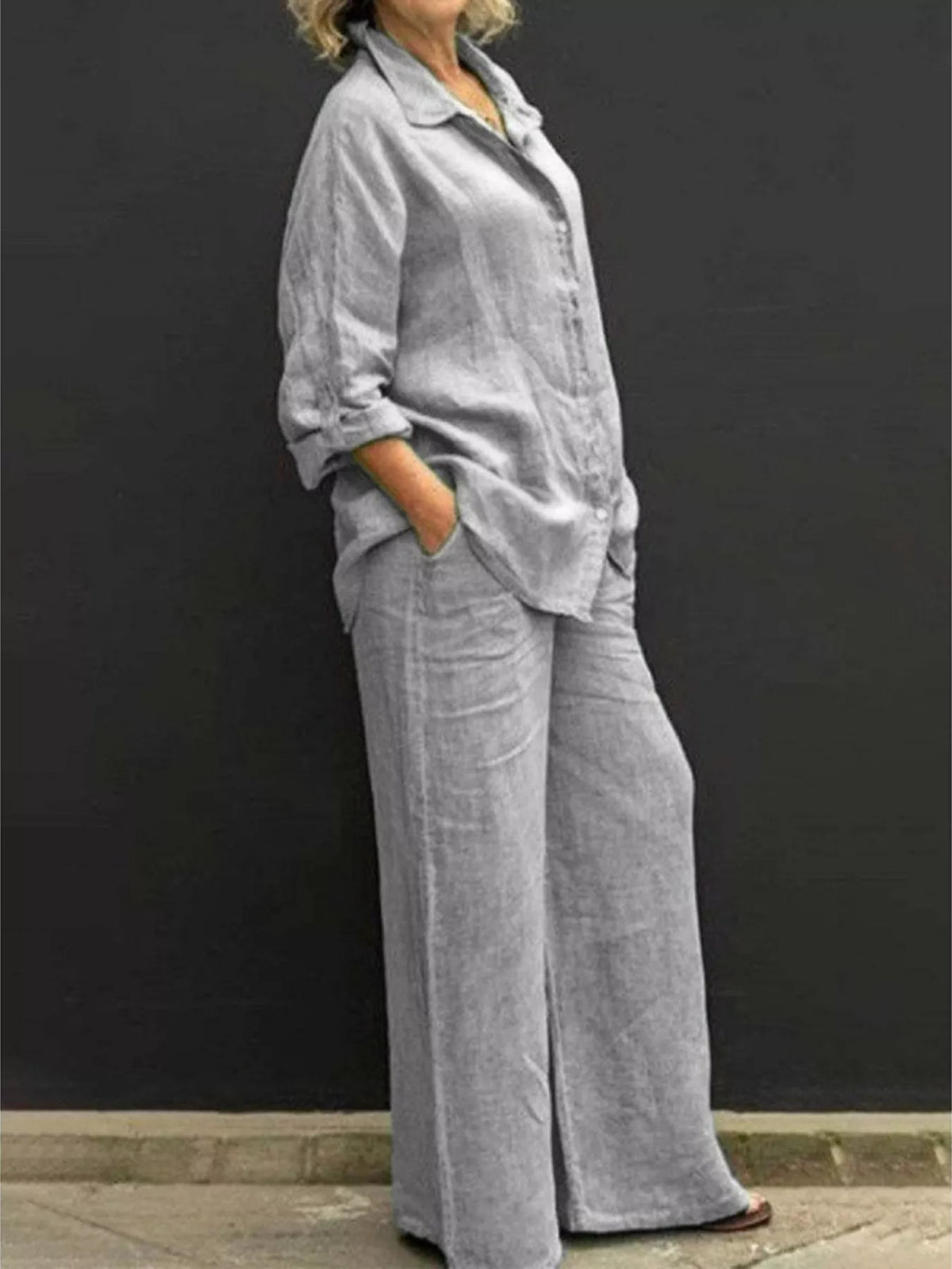 Shirt and pants set – light gray