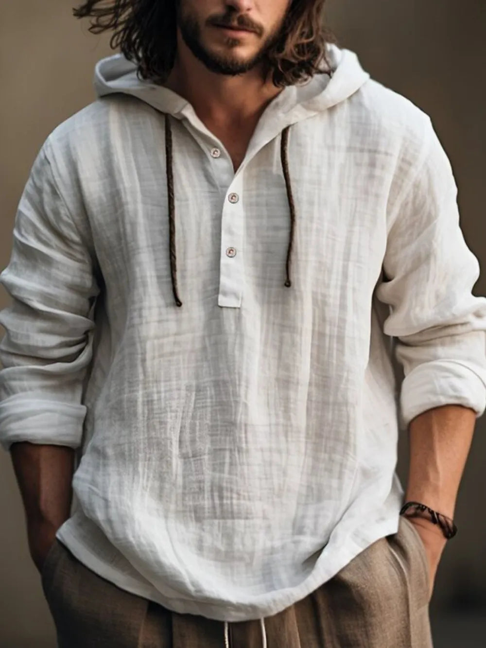 Half-button hoodie – ivory