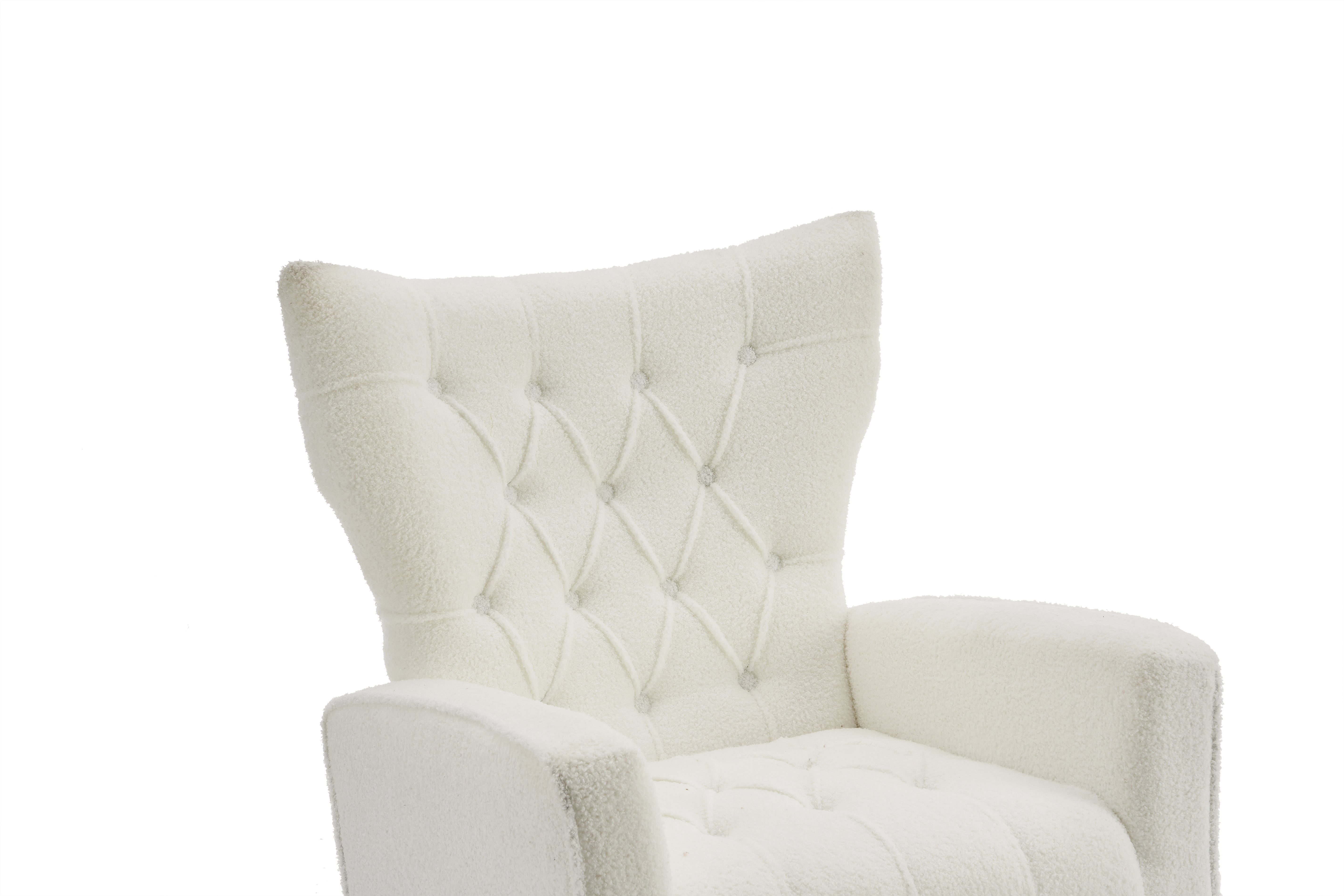 Modern Accent Chair with Ottoman Comfy Armchair for Living Room  Bedroom  Apartment  Office (White)