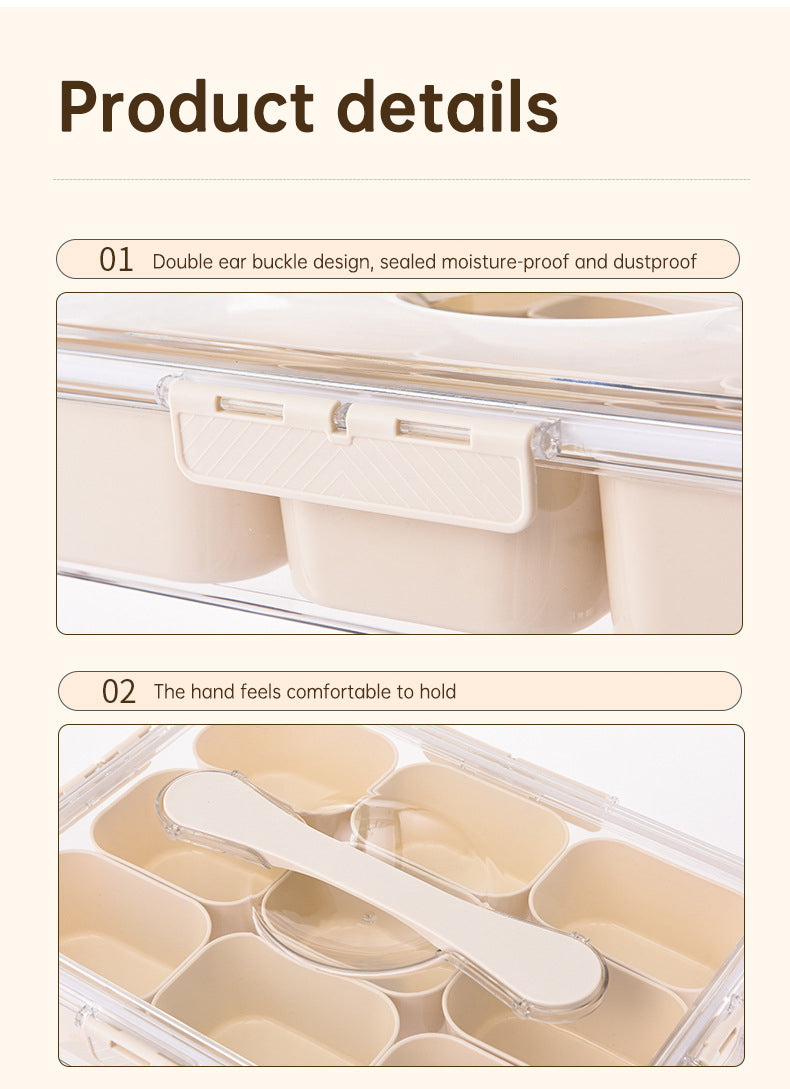 Design Sealed Snackle Storage Box With 9pcs Divider Plastic Divided Veggie Tray With Lid And Handle