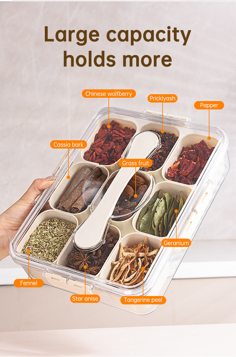 Design Sealed Snackle Storage Box With 9pcs Divider Plastic Divided Veggie Tray With Lid And Handle