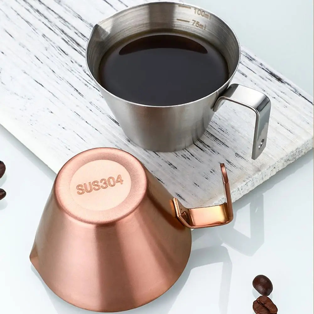 304 Stainless Steel Espresso Measuring Cup Small 100ml Espresso Shot Cup Dishwasher Safe V-Shaped Mouth