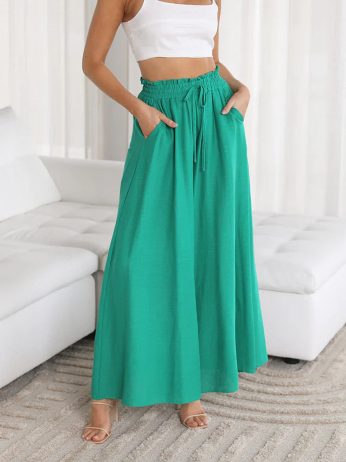 Wide leg pants with pockets, Turquoise