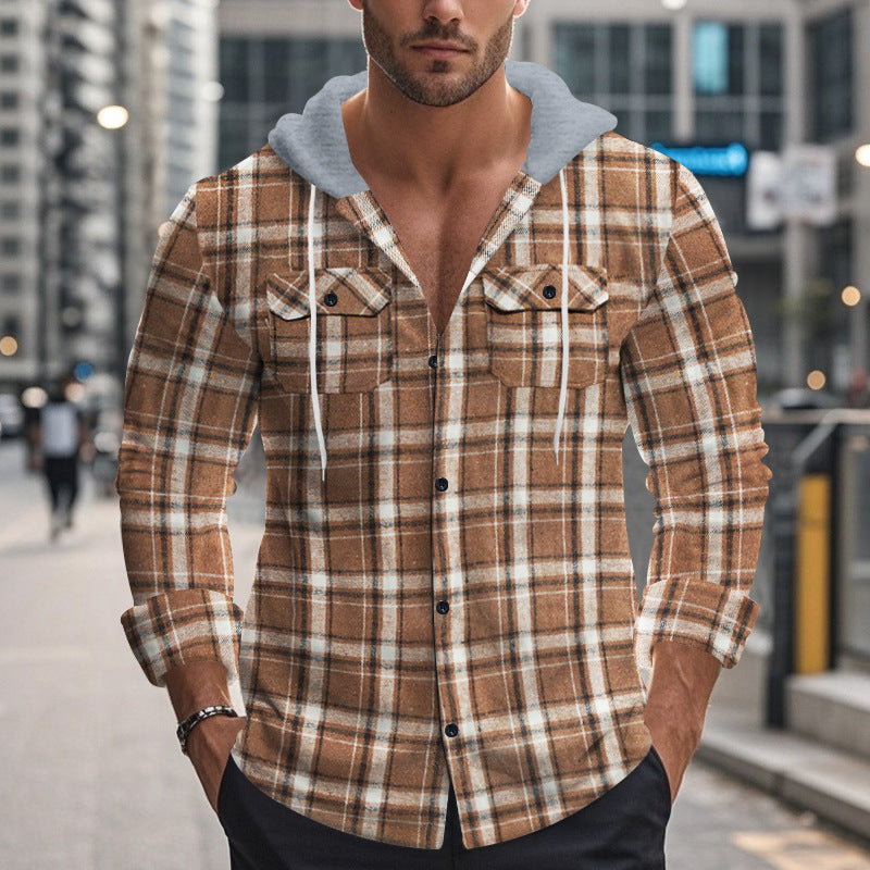 American Retro Autumn And Winter Men's Plaid Shirt