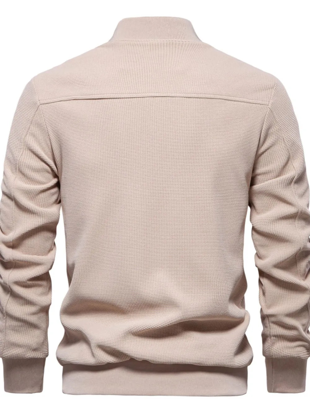 Waffle knit baseball collar zip up jacket