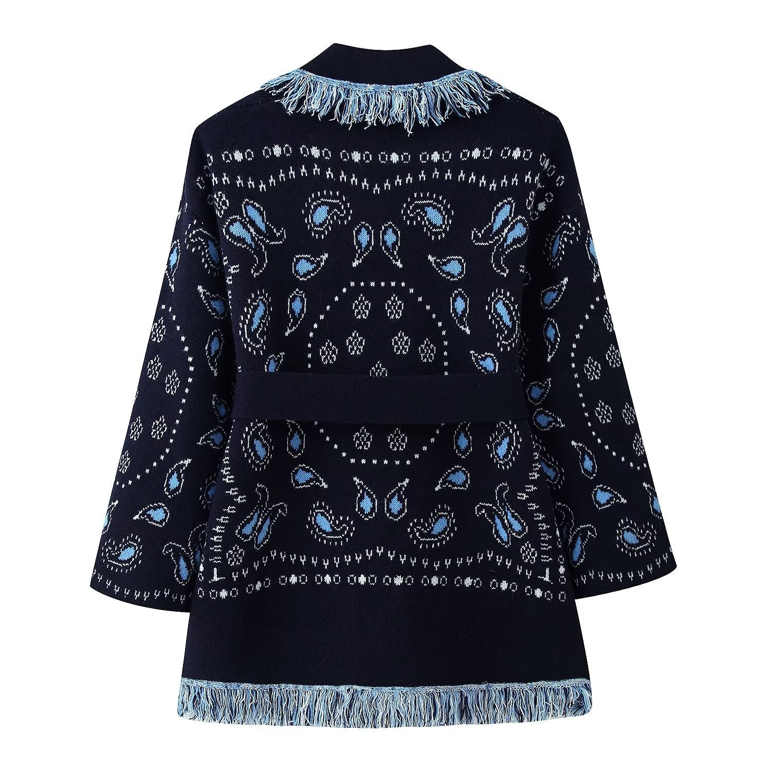 Tassel shawl knitted cardigan jacket