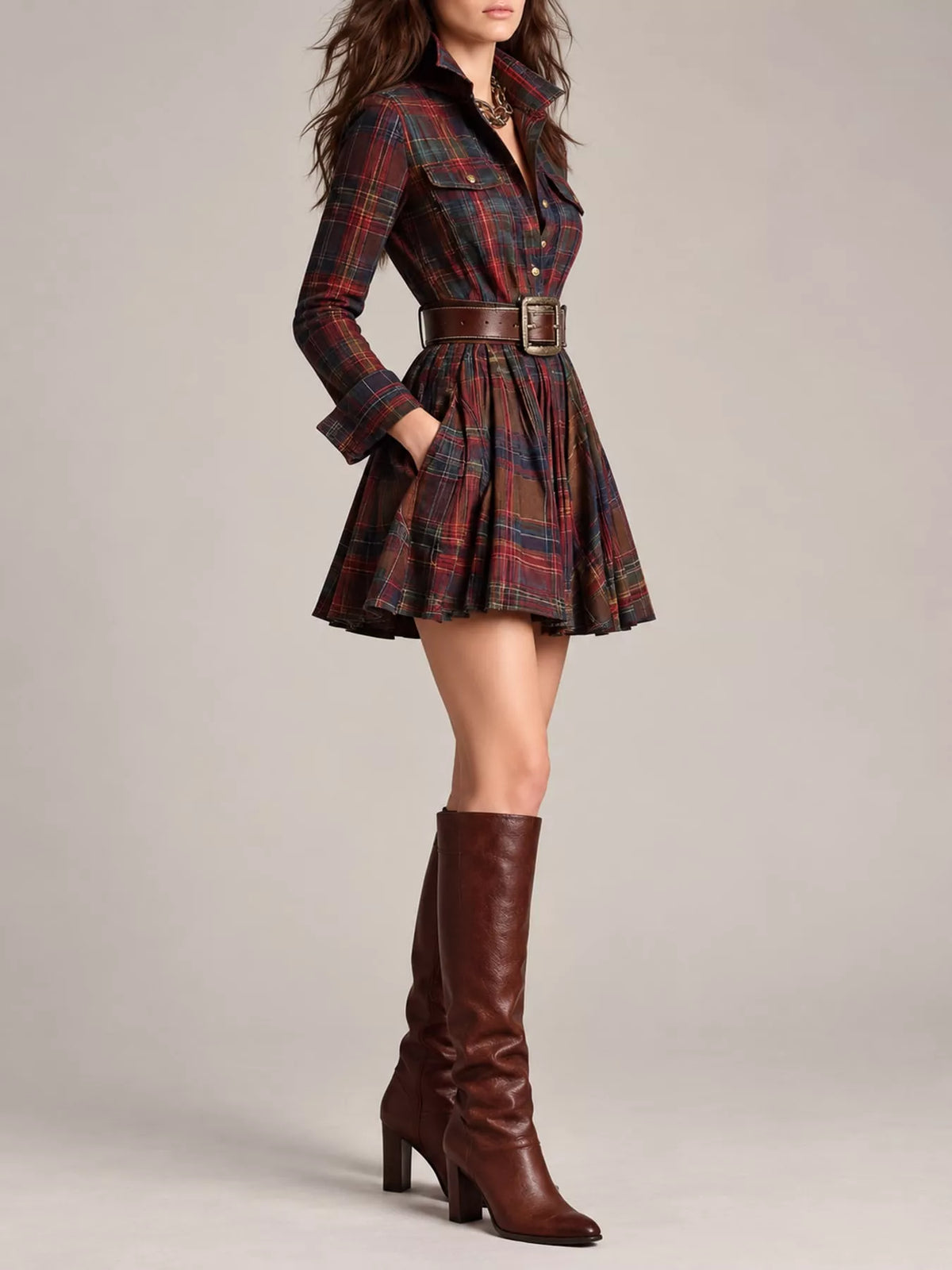 Plaid shirt dress