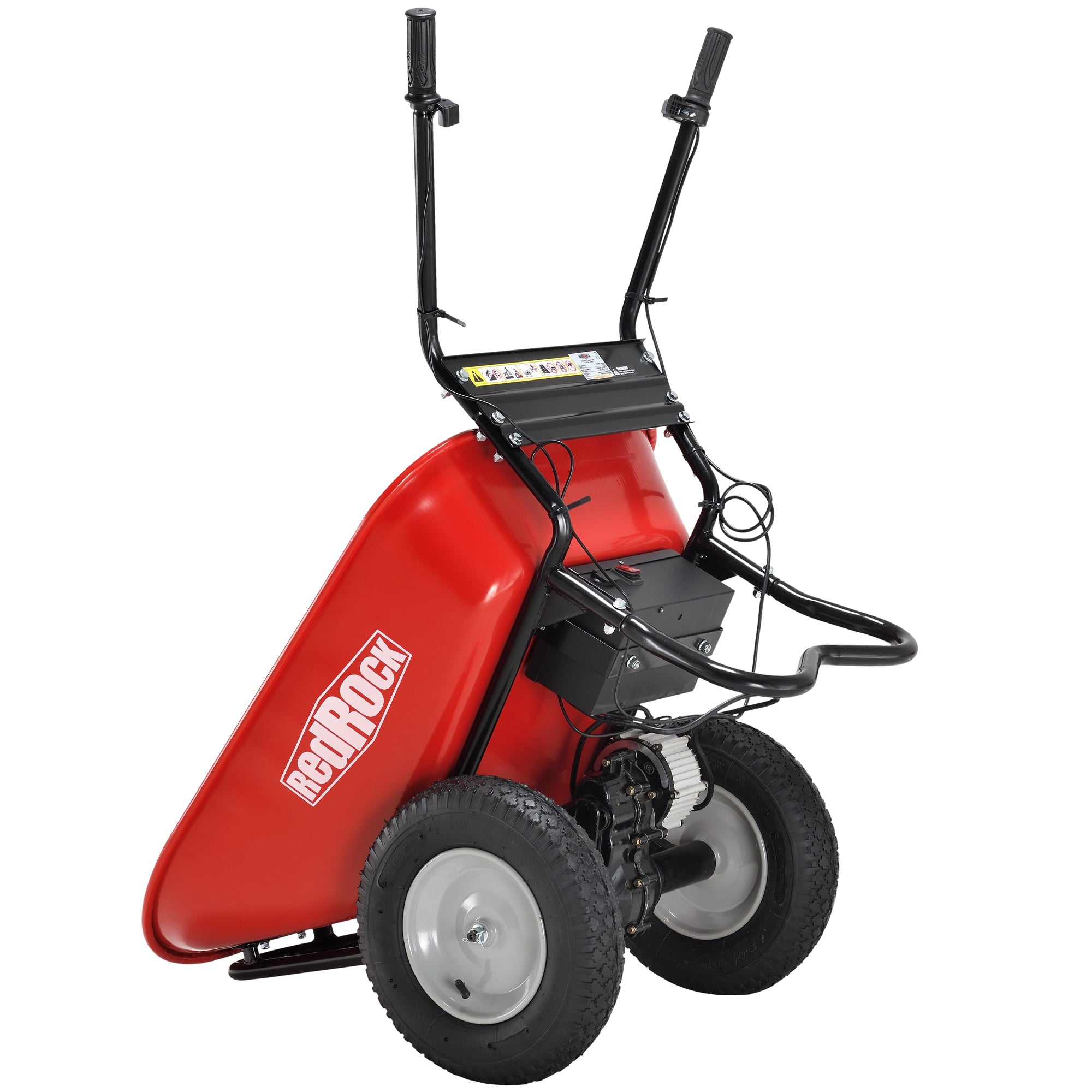 Red Rock Wheelbarrow Utility Cart Electric Powered AGM Battery 330lbs (150kgs) Max Capacity Barrel Dump Material Debris Hauler