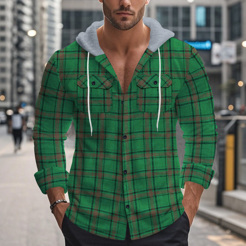 American Retro Autumn And Winter Men's Plaid Shirt