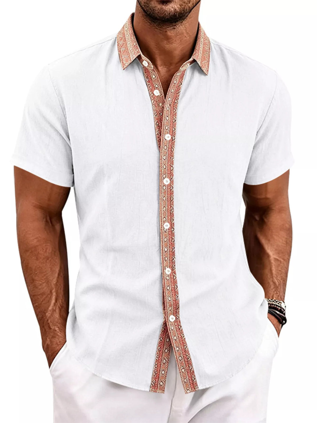 Short-sleeve linen shirt