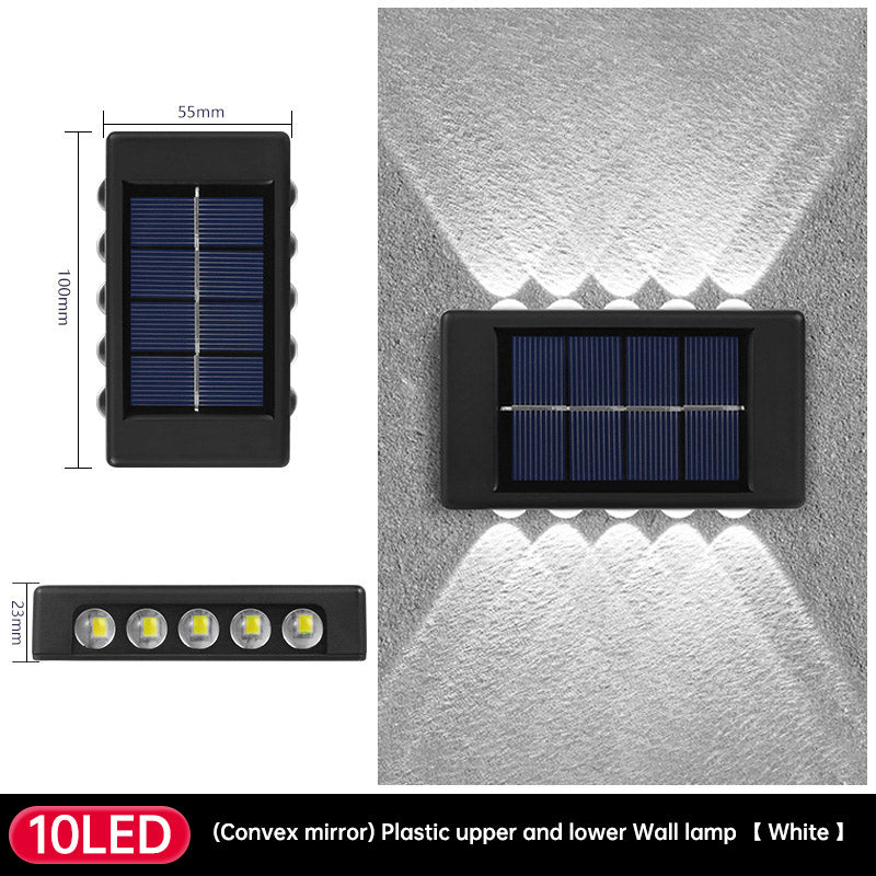 Solar Dual Head Wall Lamp, Outdoor Courtyard Lamp, Waterproof, Outdoor Upper and Lower Emitting Wall Courtyard Lamp