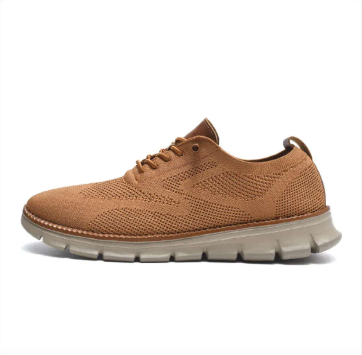 Mesh lace up sneakers, Tan, side