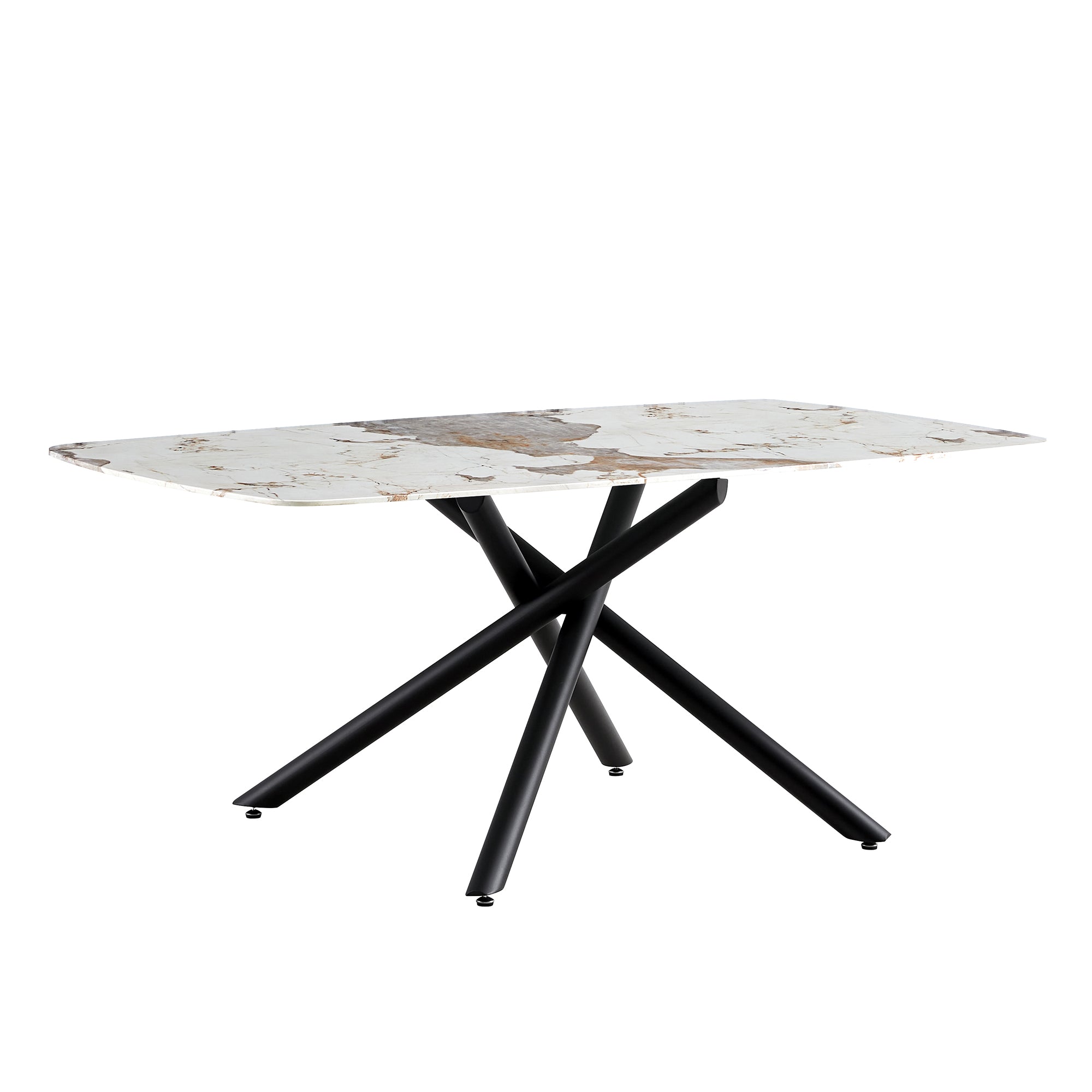 Large rectangular imitation marble dining table 6-8 seats 0.39 "black artificial marble countertop